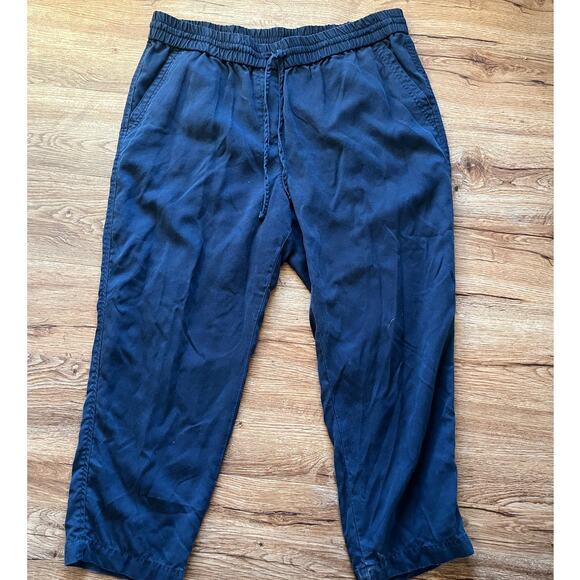 Talbots Tencel Lyocell Pull on Navy Blue Career Elastic Waist Pants - Picture 1 of 4
